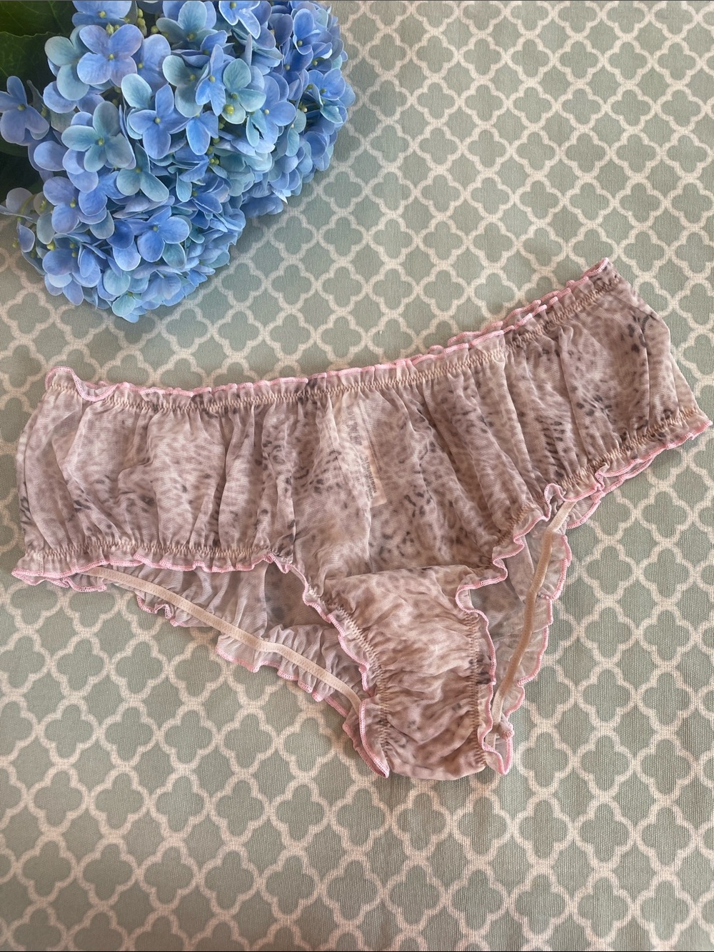 NWT PINK Wink Ruffle Cheeky Panty XL Leopard Print